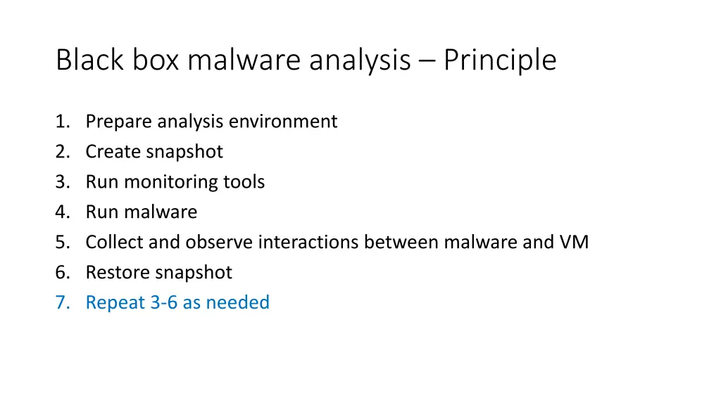 black box malware analysis principle