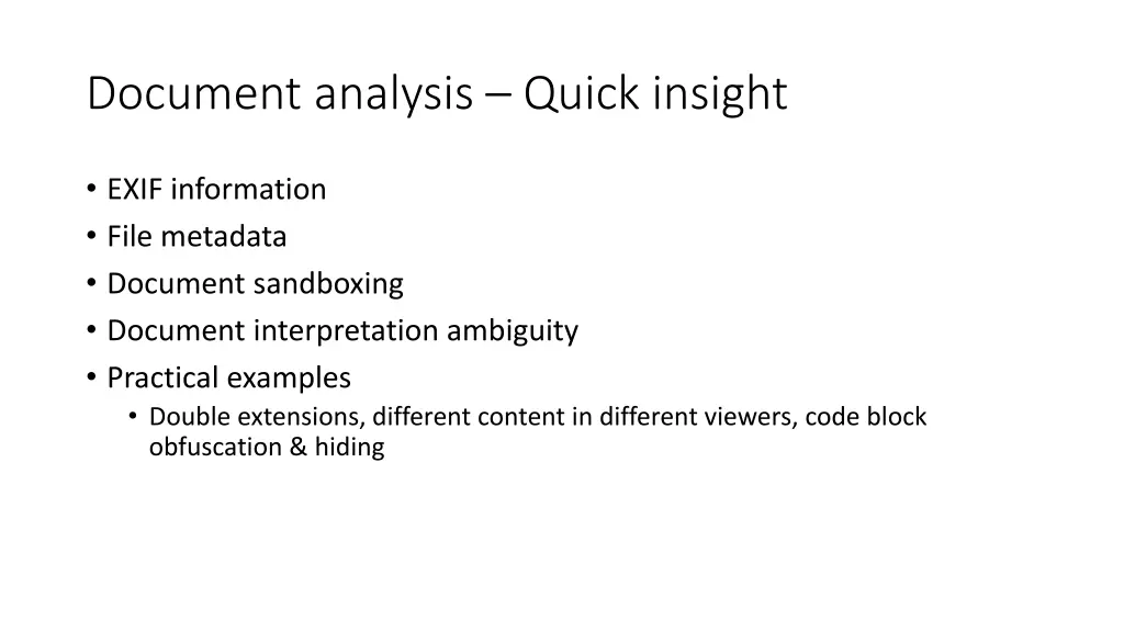 document analysis quick insight