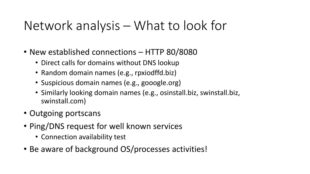 network analysis what to look for