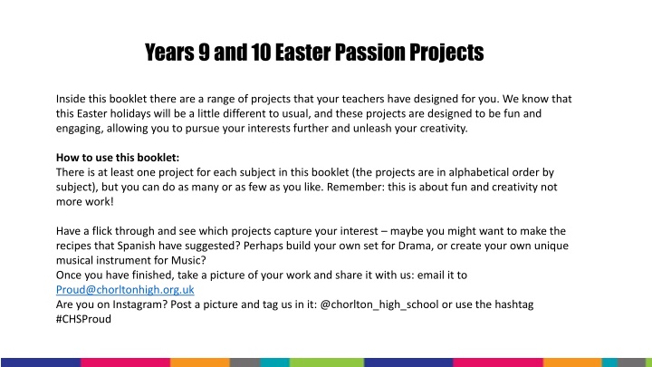 years 9 and 10 easter passion projects