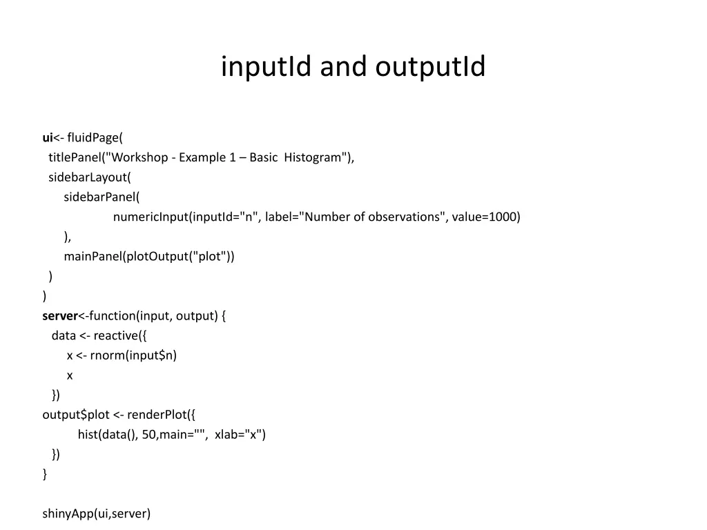 inputid and outputid