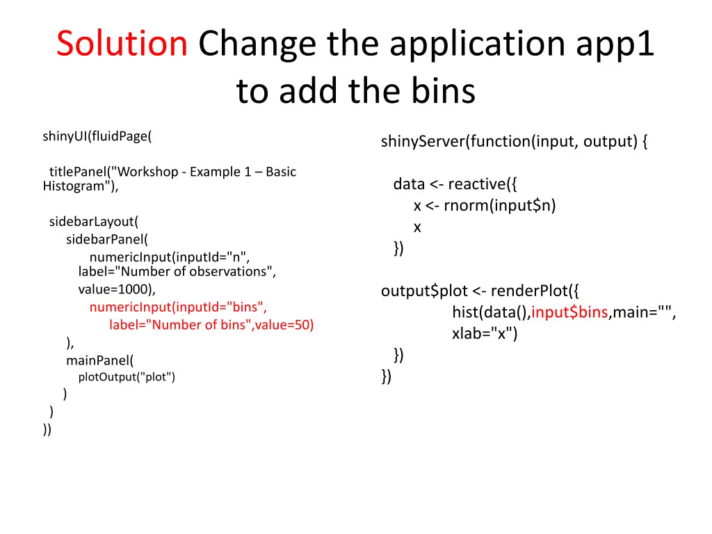 solution change the application app1