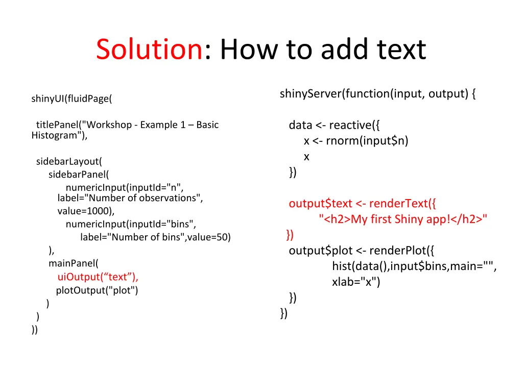 solution how to add text