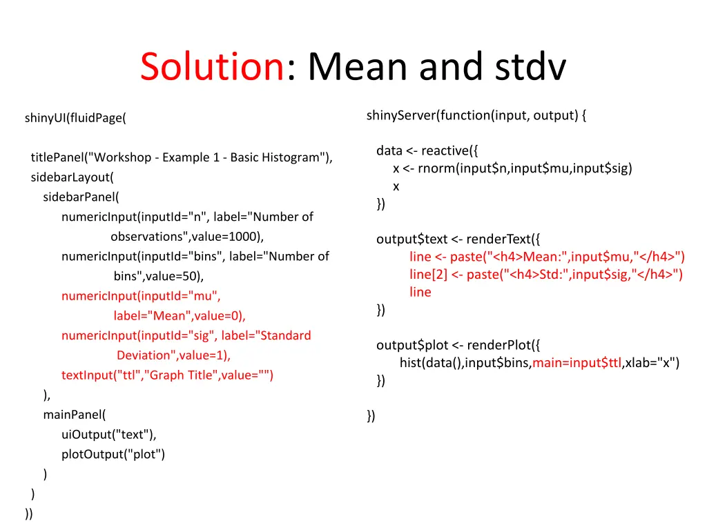 solution mean and stdv 1