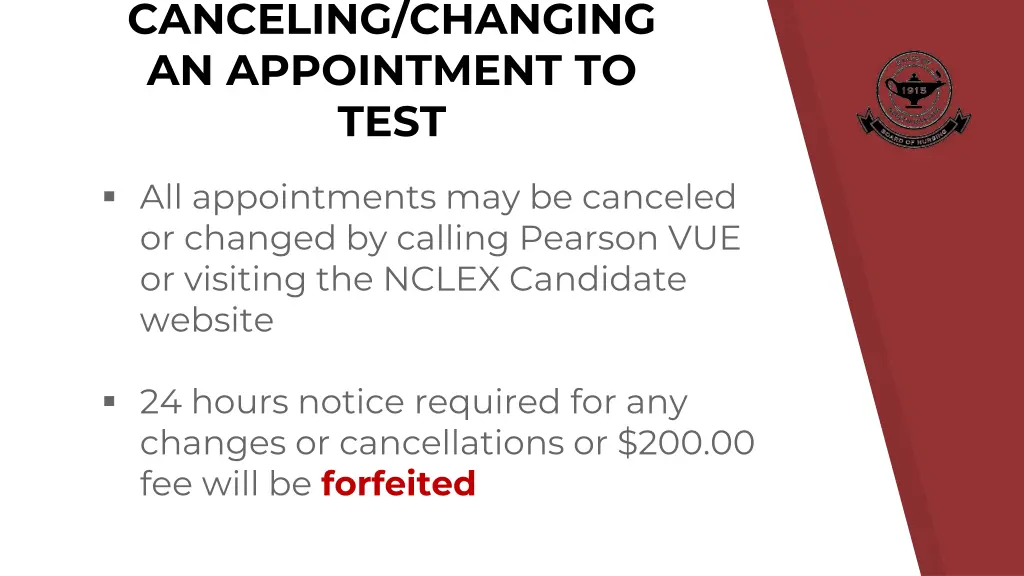 canceling changing an appointment to test