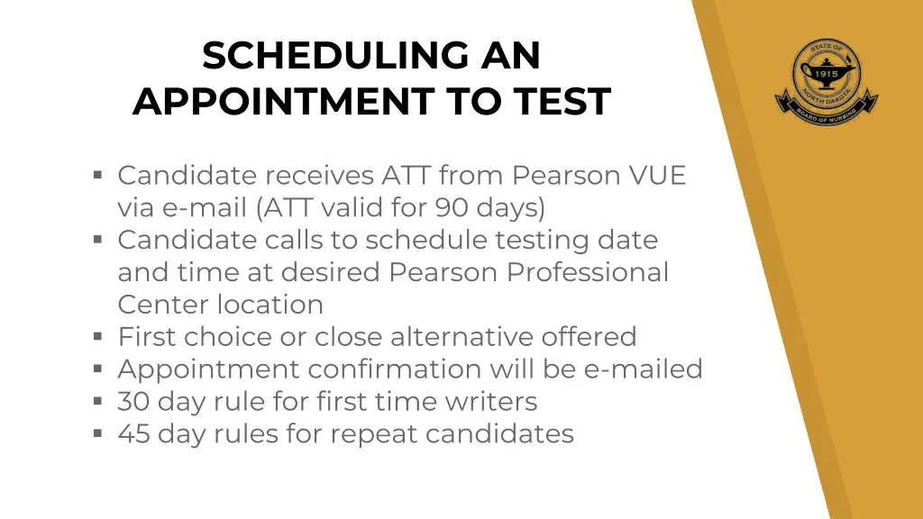 scheduling an appointment to test