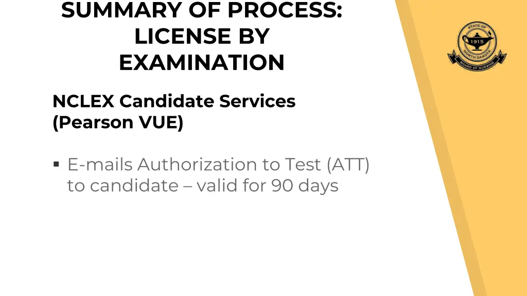 summary of process license by examination 2