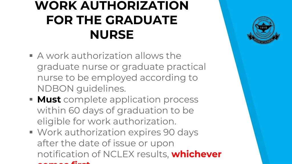 work authorization for the graduate nurse