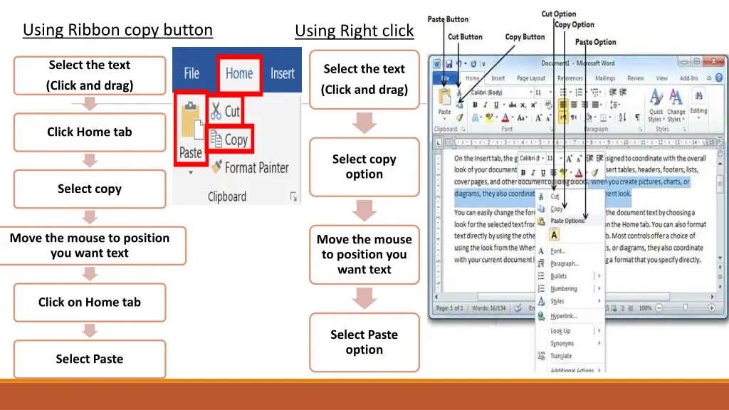 using ribbon copy button 2