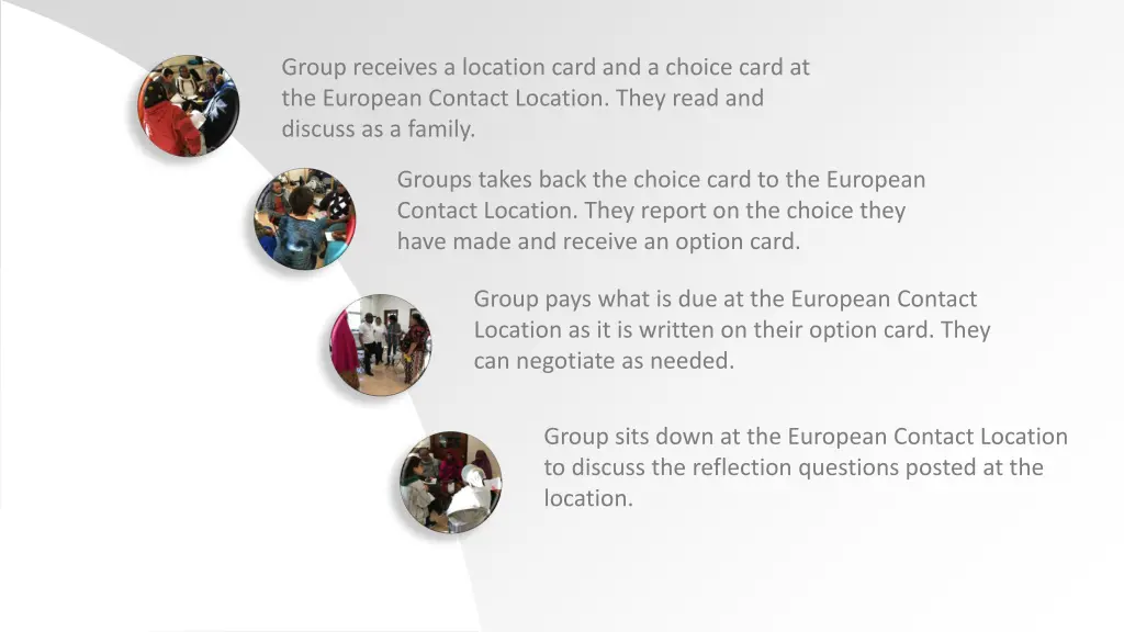 group receives a location card and a choice card