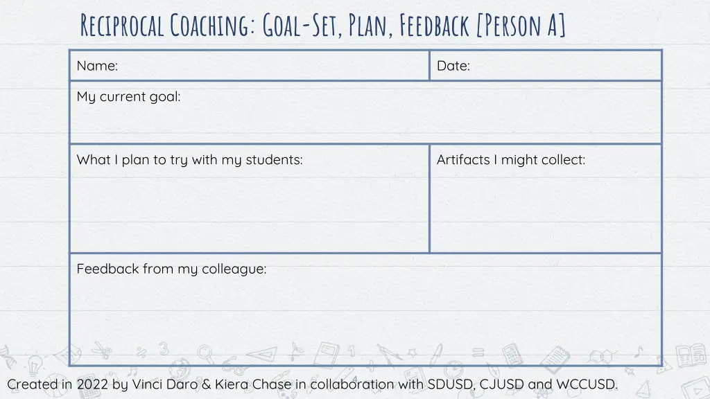 reciprocal coaching goal set plan feedback person