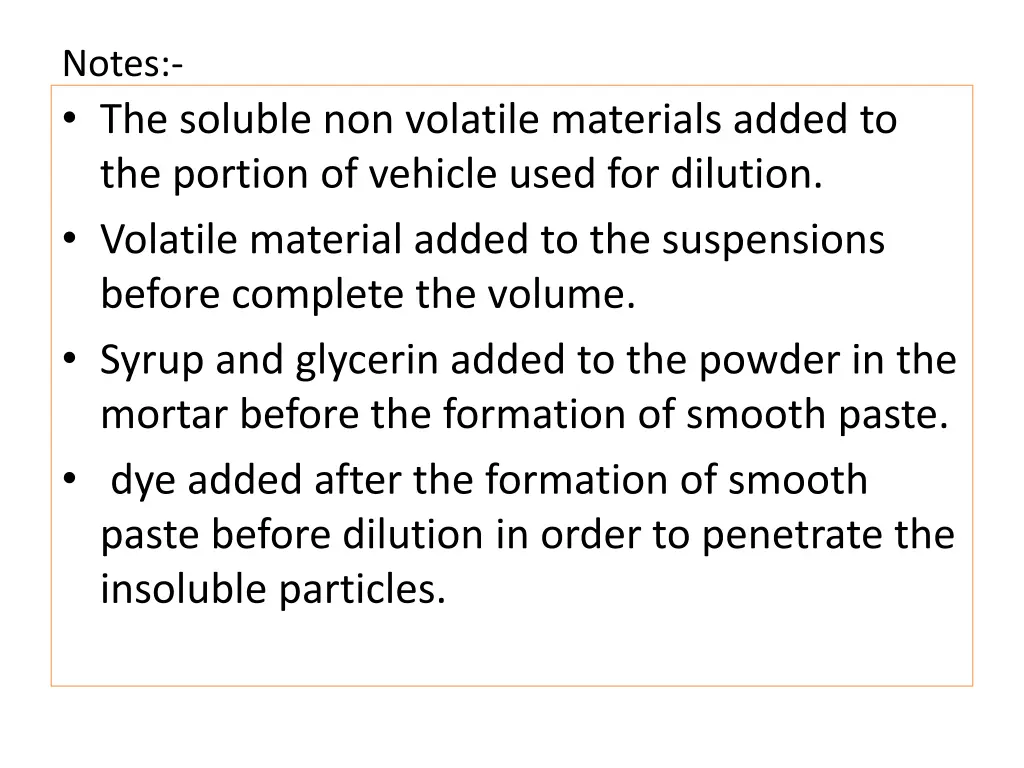 notes the soluble non volatile materials added