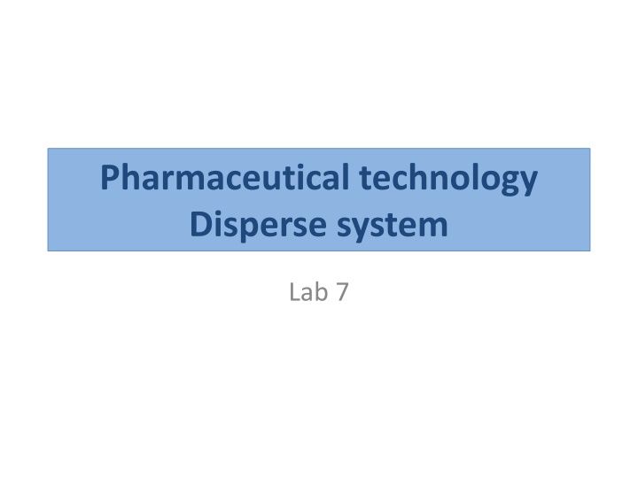 pharmaceutical technology disperse system