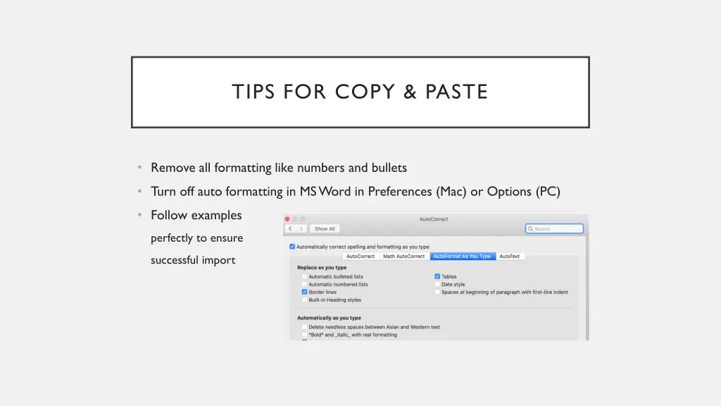 tips for copy paste