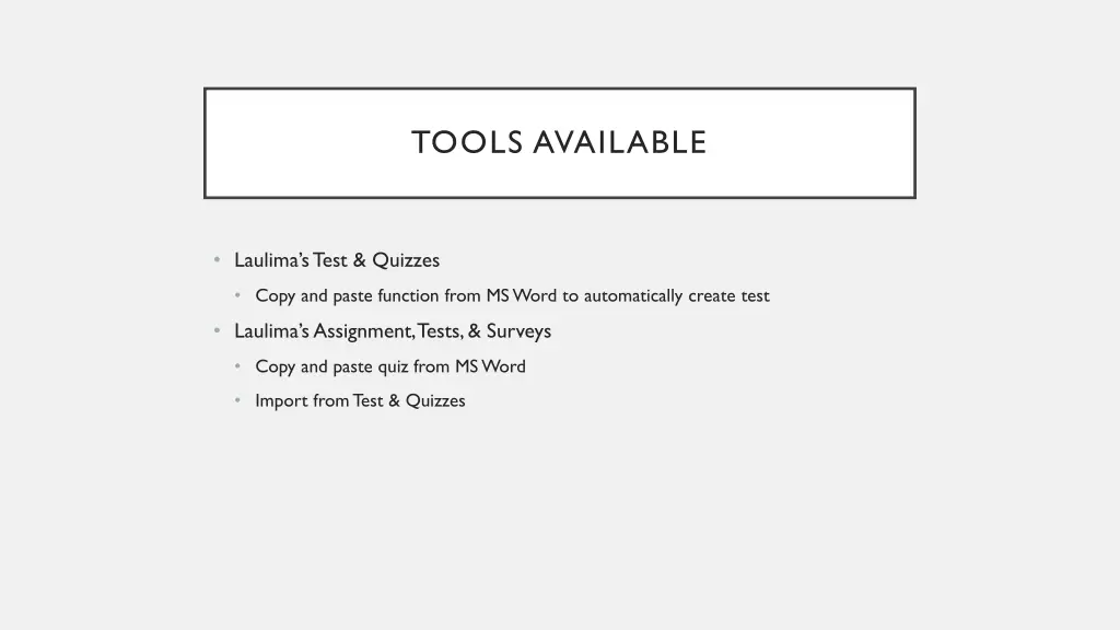 tools available