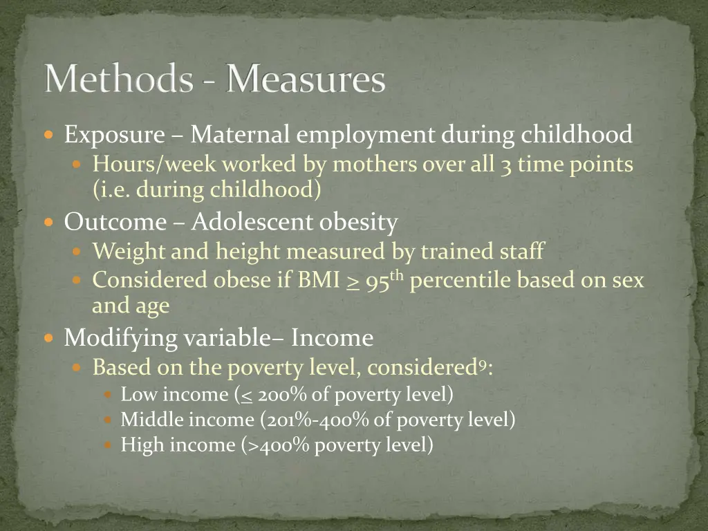 methods measures