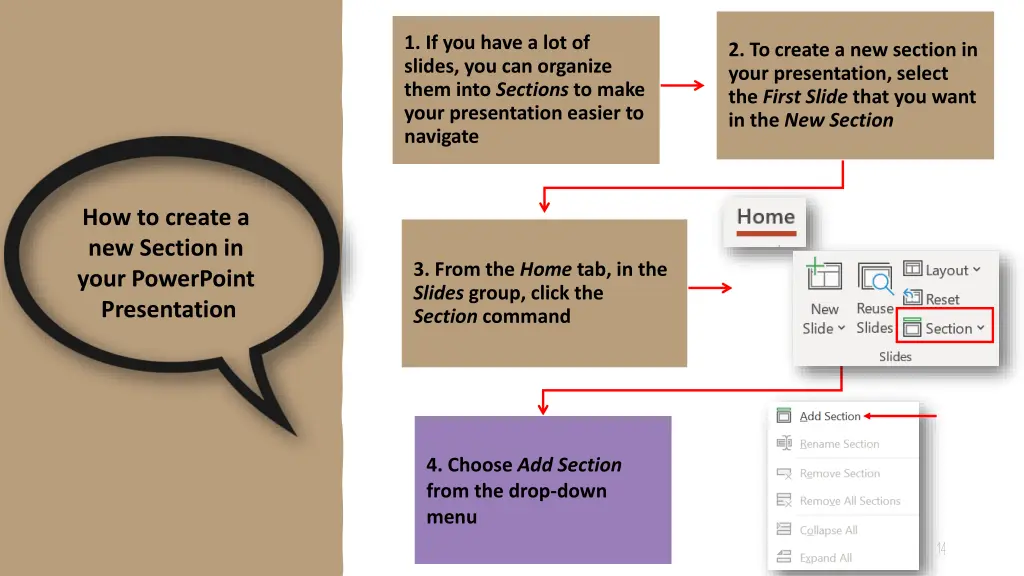 1 if you have a lot of slides you can organize