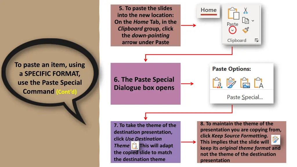 5 to paste the slides into the new location