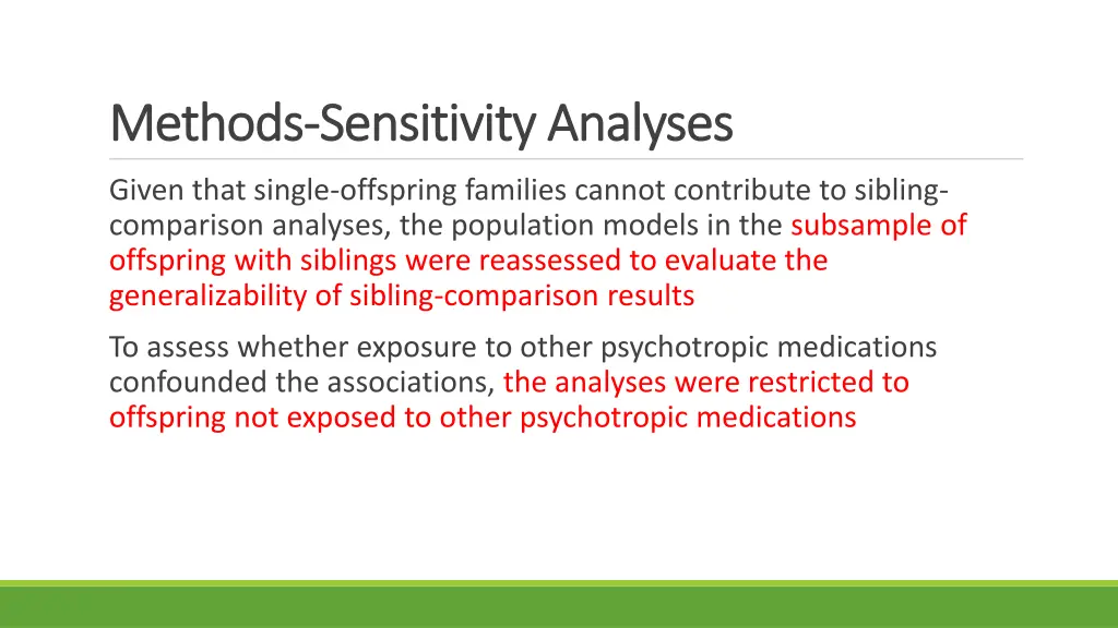 methods methods sensitivity analyses sensitivity 1