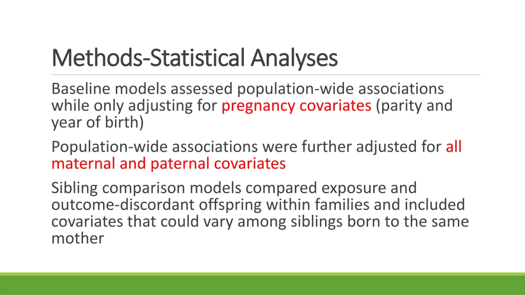 methods methods statistical analyses statistical 1