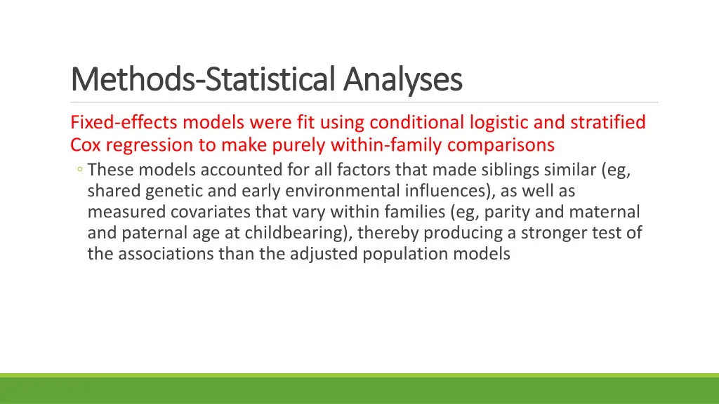 methods methods statistical analyses statistical 2