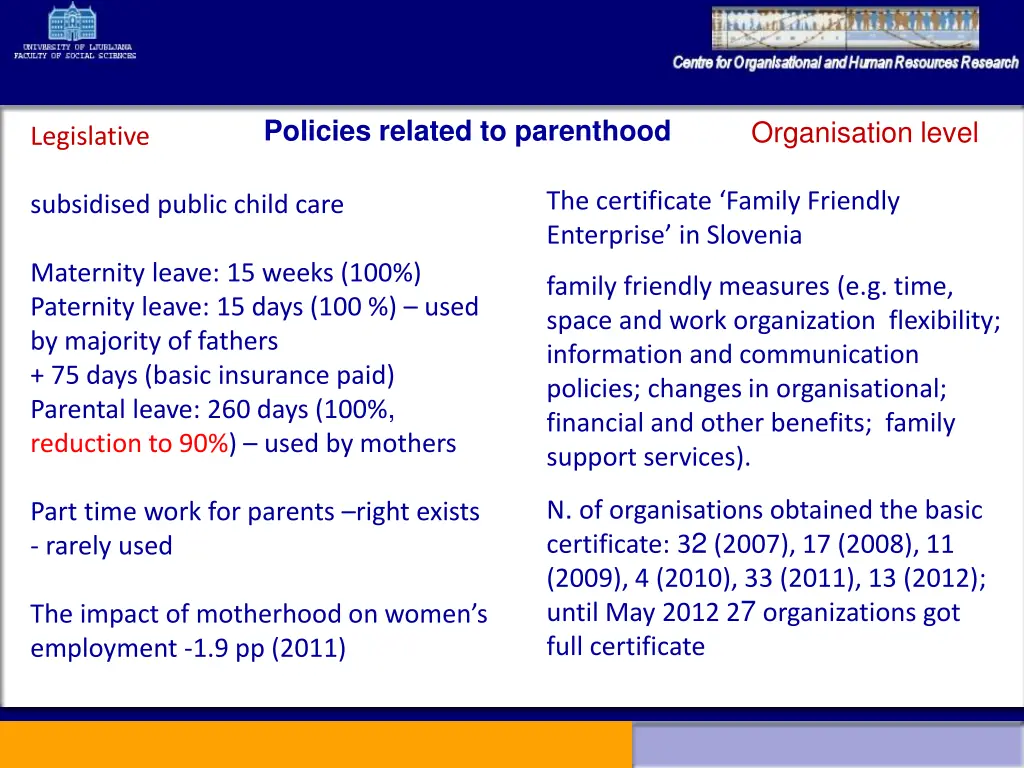 policies related to parenthood