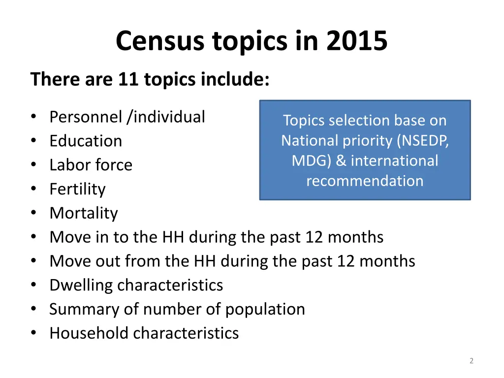 census topics in 2015