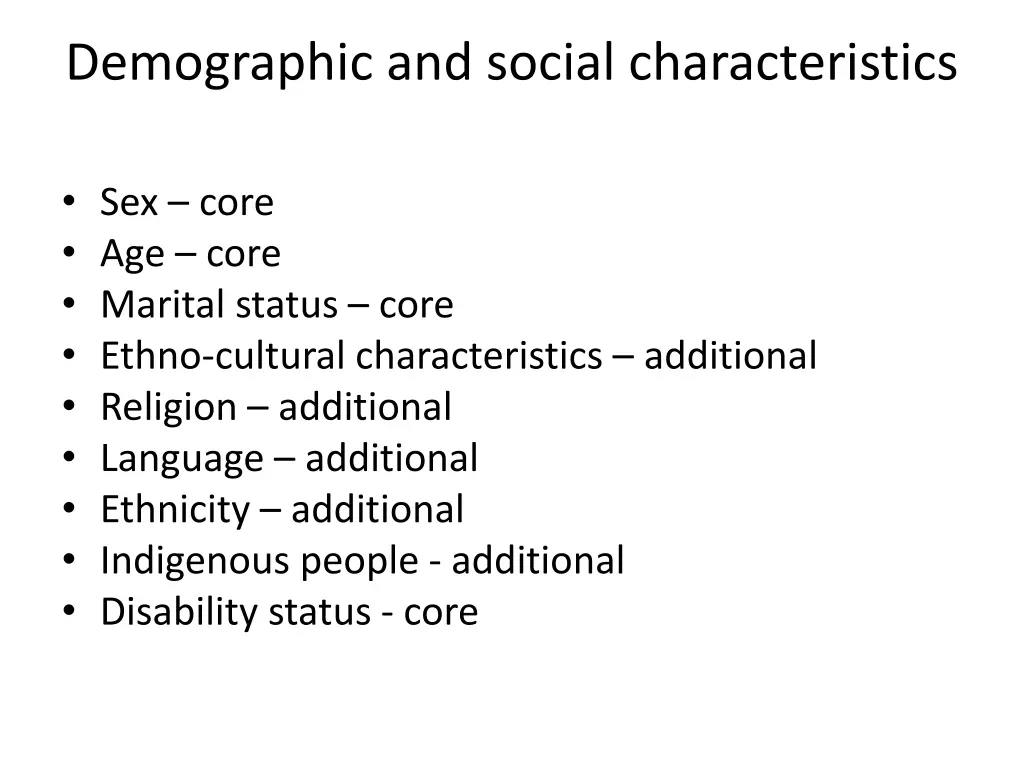 demographic and social characteristics