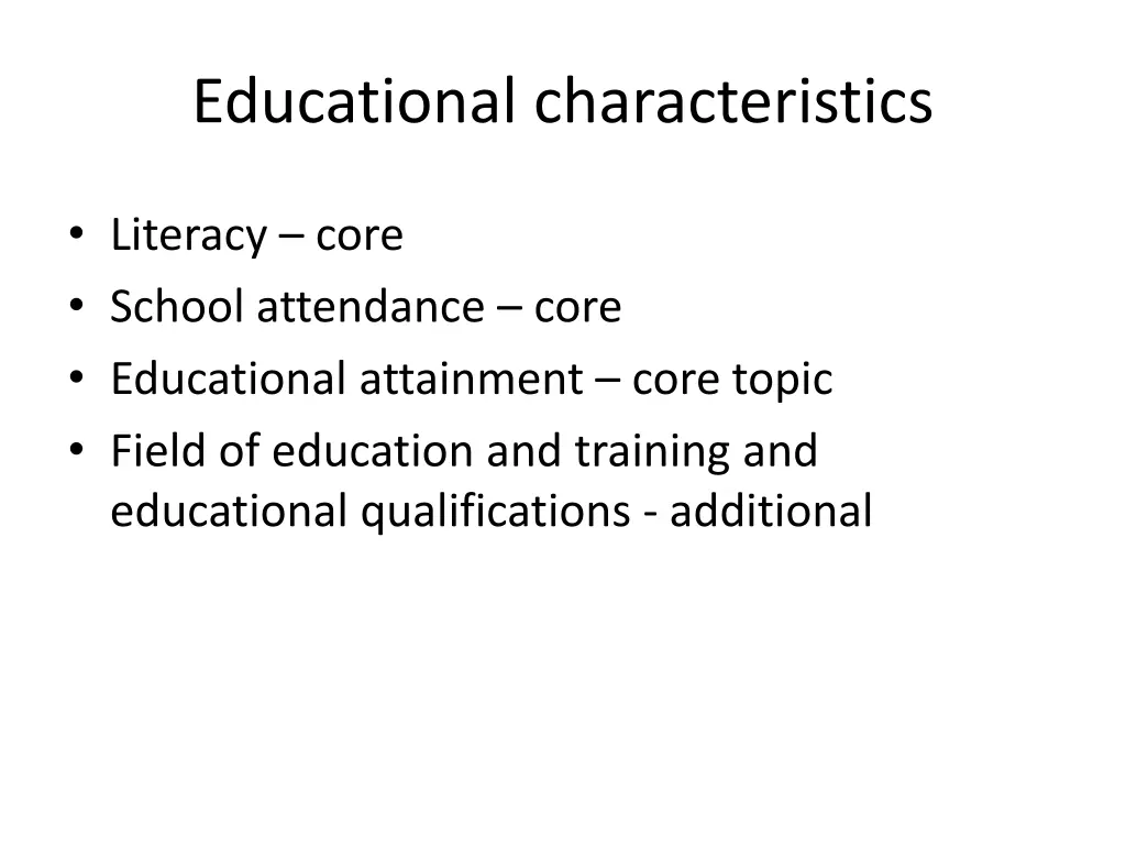 educational characteristics