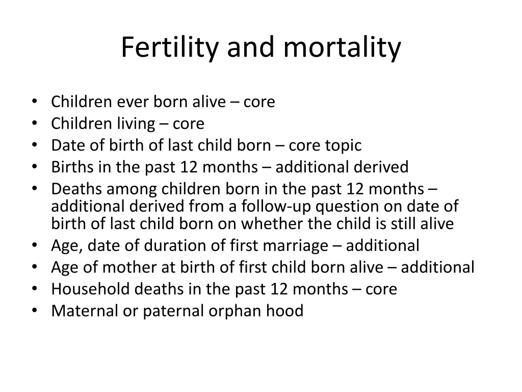 fertility and mortality