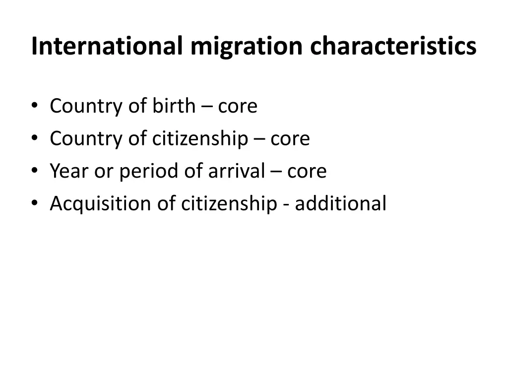 international migration characteristics