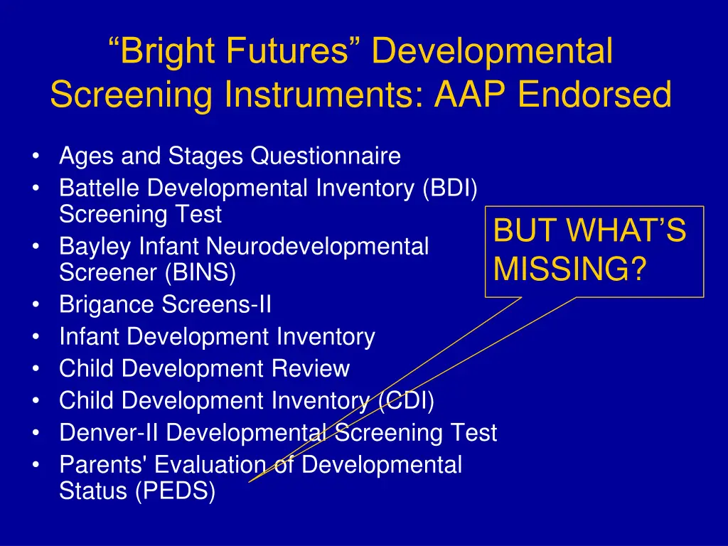 bright futures developmental screening