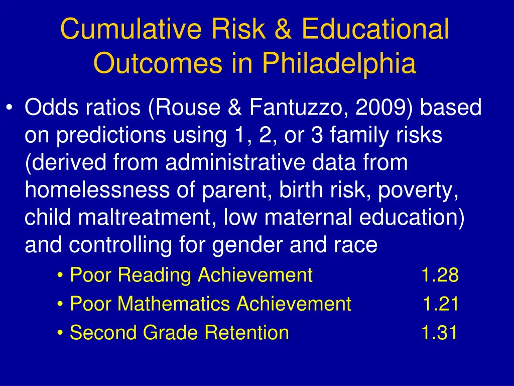 cumulative risk educational outcomes