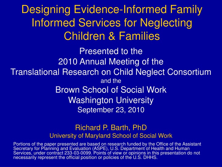 designing evidence informed family informed