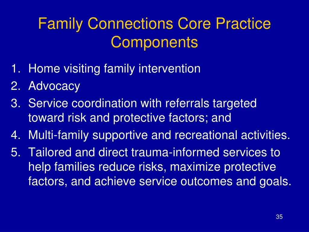 family connections core practice components