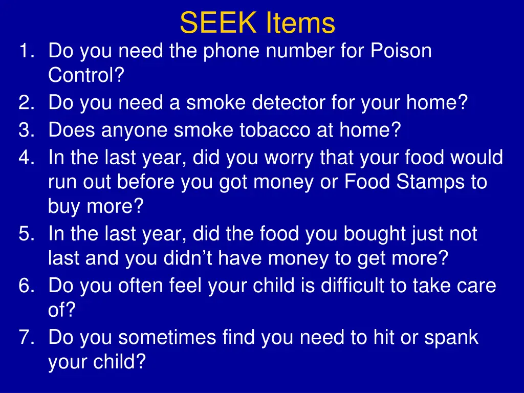 seek items