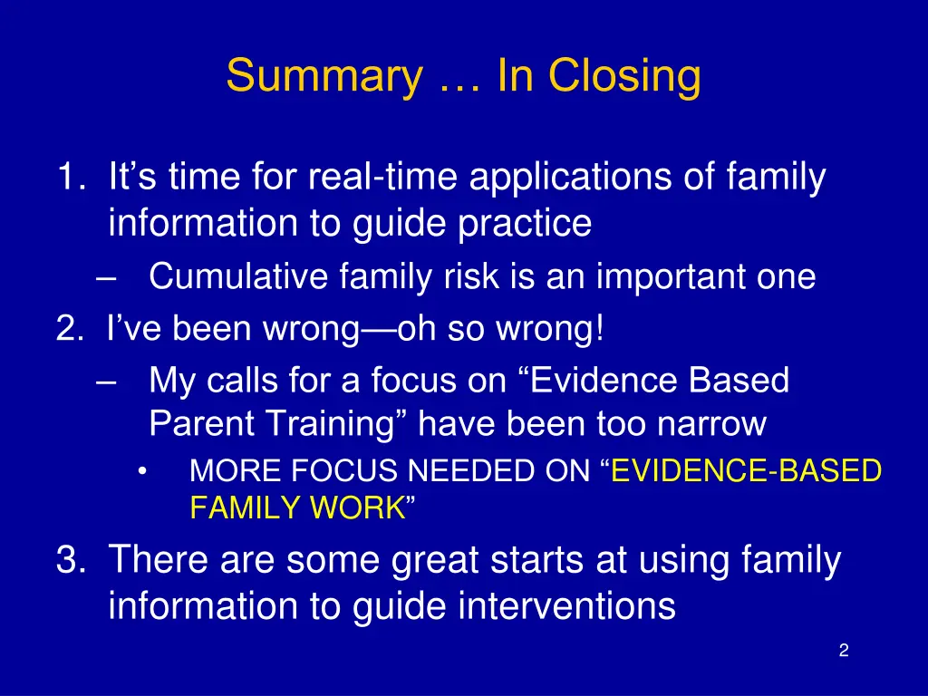 summary in closing