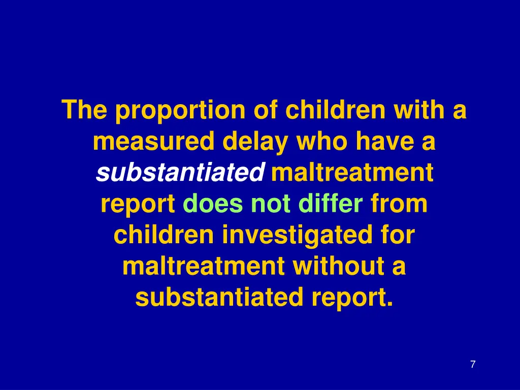 the proportion of children with a measured delay