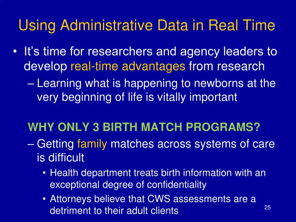 using administrative data in real time