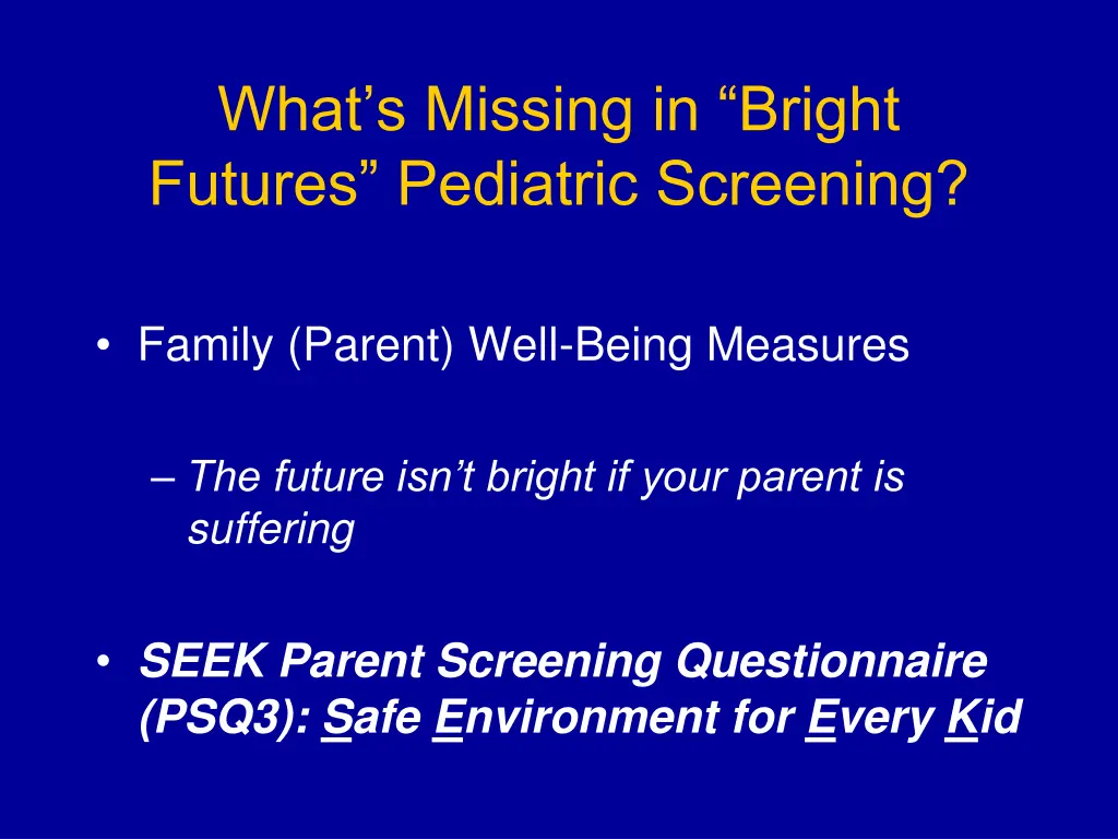 what s missing in bright futures pediatric