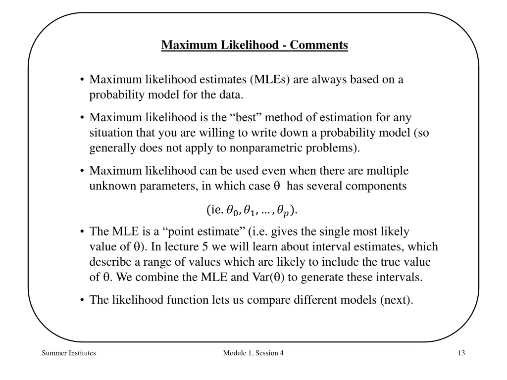 maximum likelihood comments