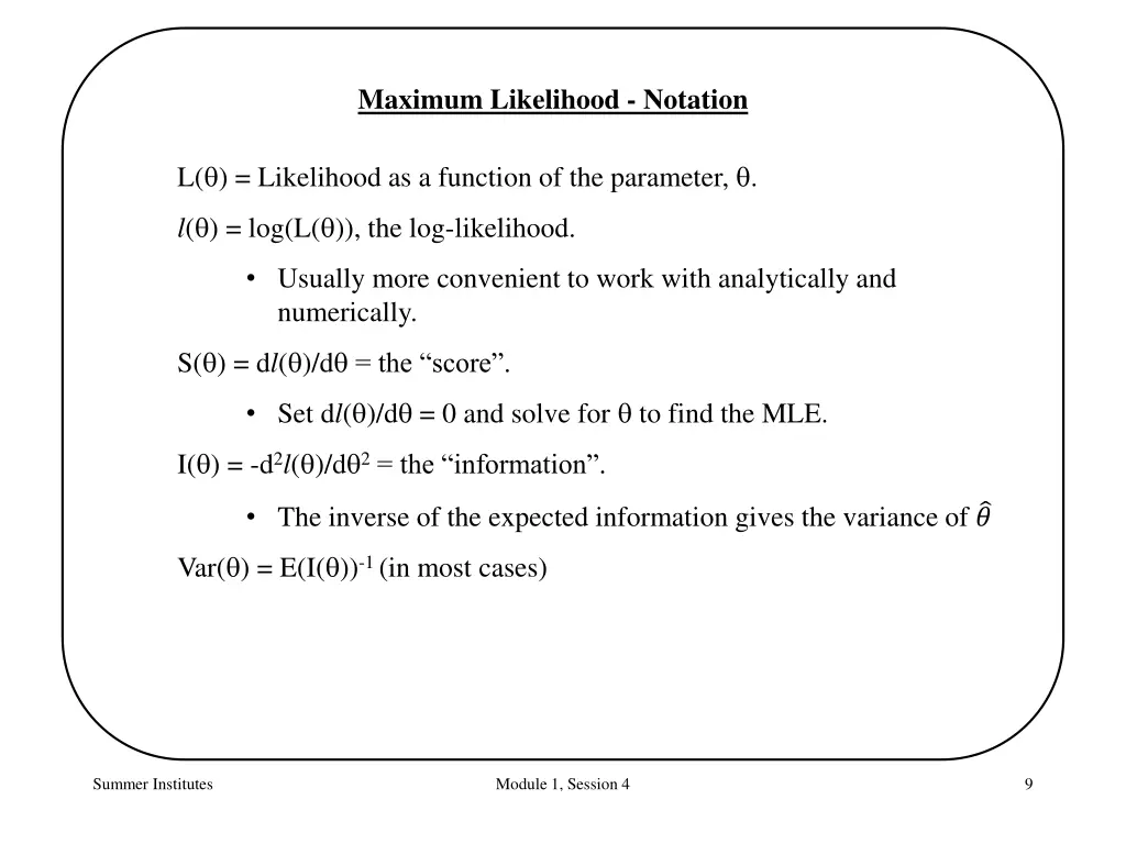 maximum likelihood notation