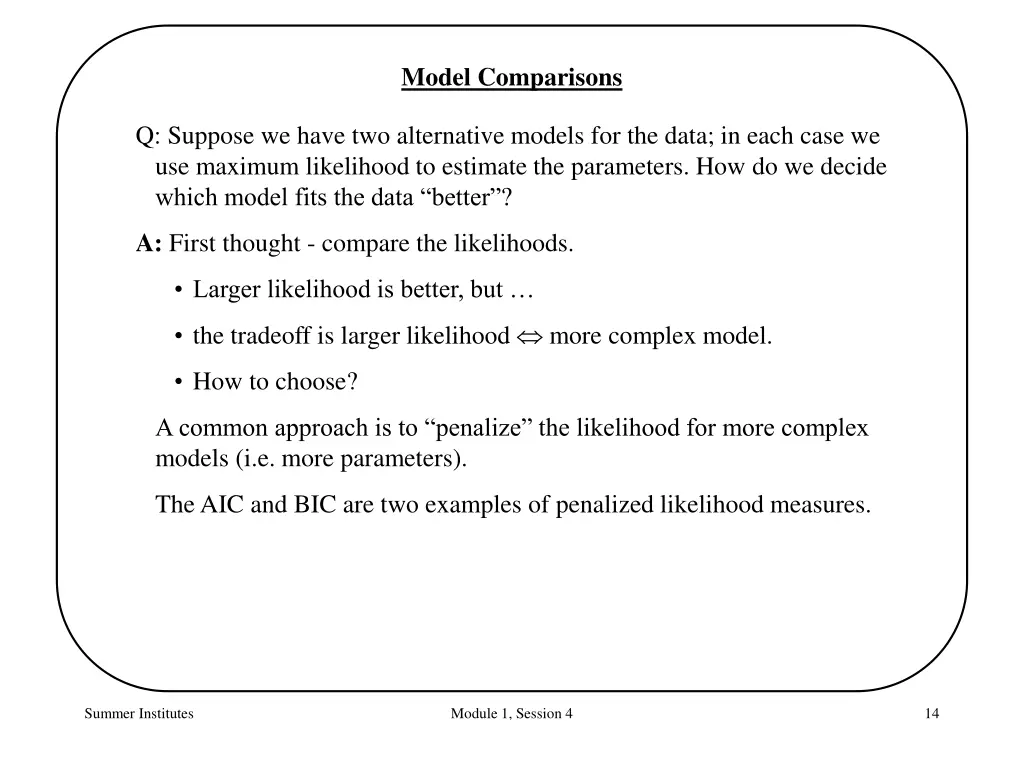 model comparisons