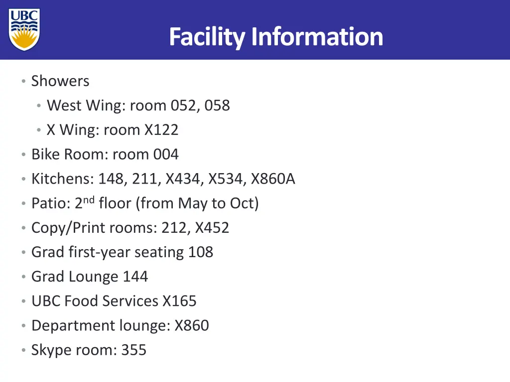 facility information