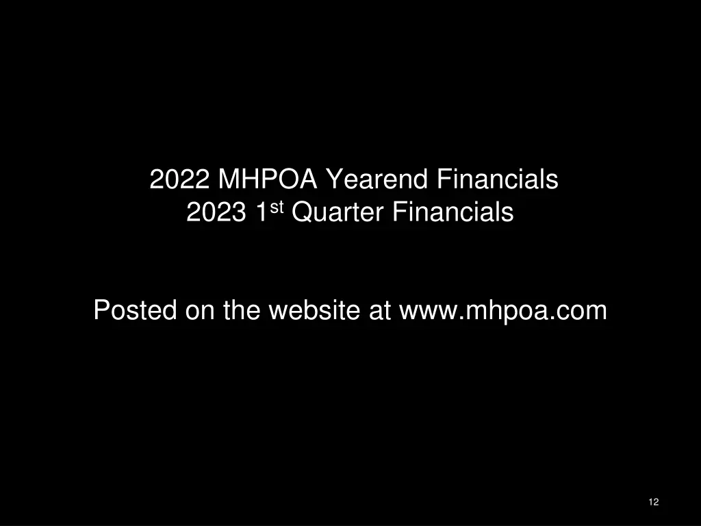 2022 mhpoa yearend financials 2023 1 st quarter