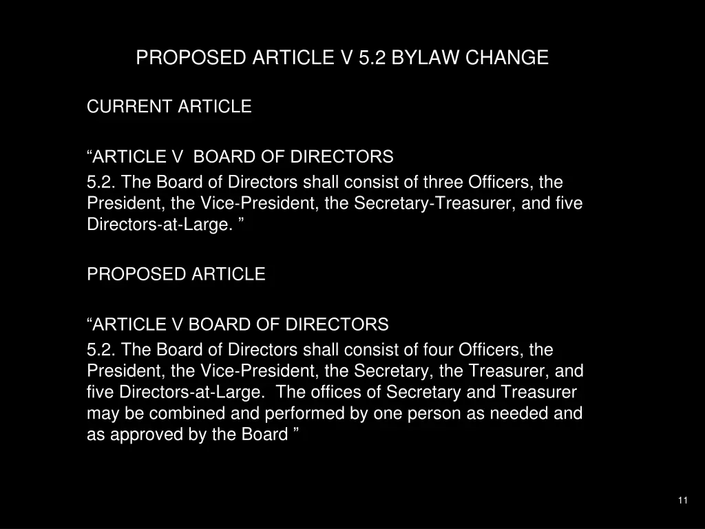 proposed article v 5 2 bylaw change