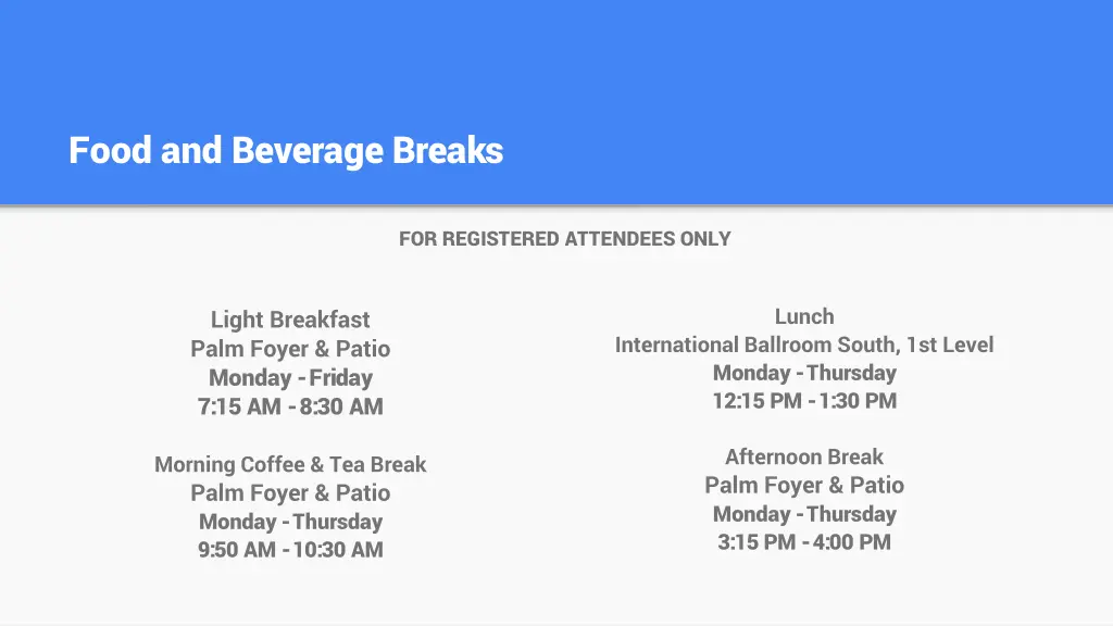 food and beverage breaks