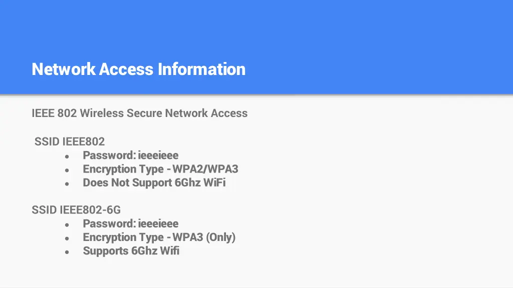 network access information