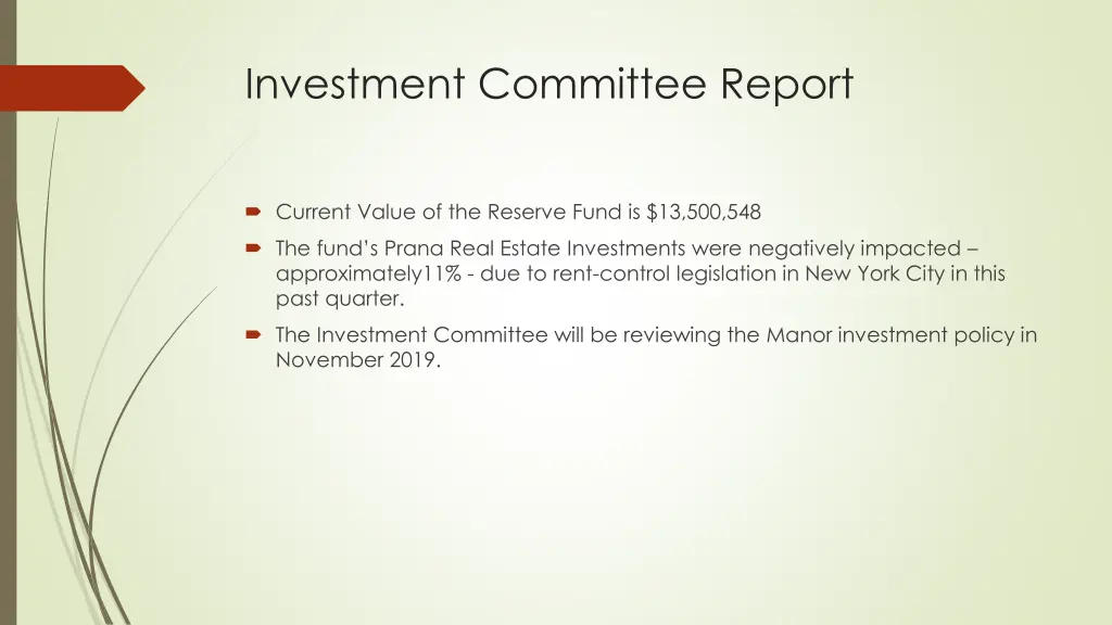 investment committee report