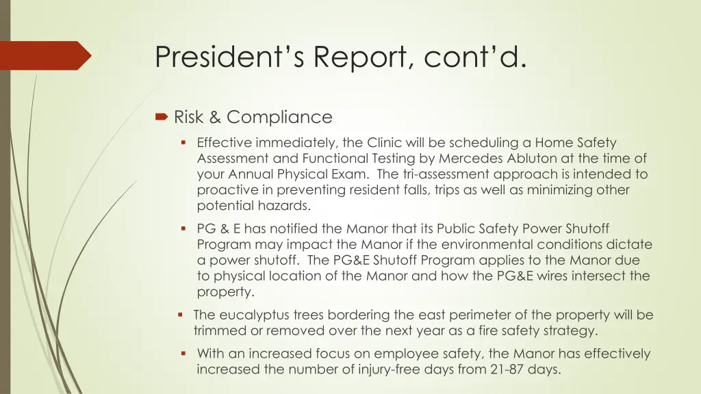 president s report cont d 2